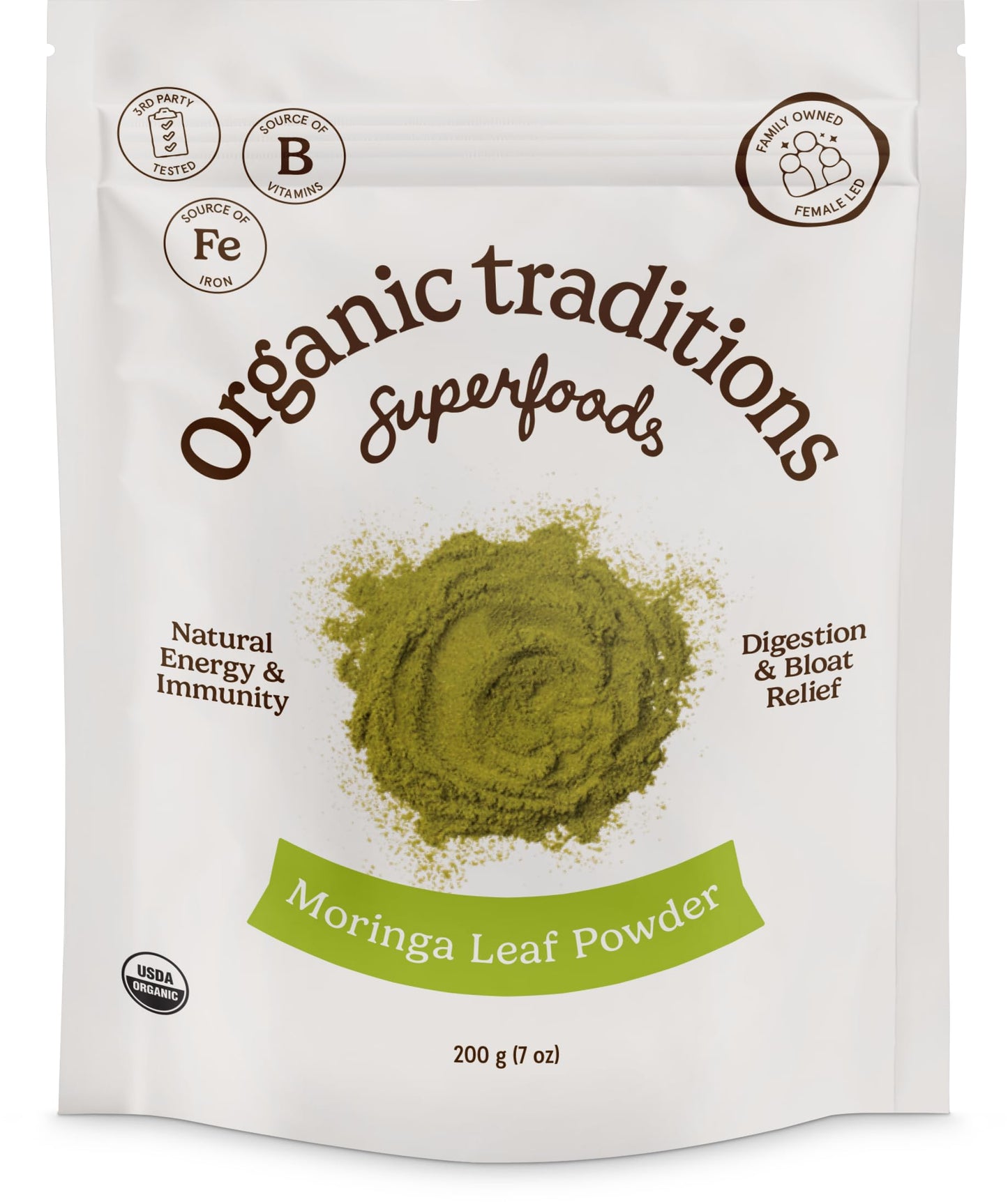 Organic Traditions Moringa Powder Organic, Green Superfood for Smoothies with Moringa Leaves, Rich in Natural Vitamins and Minerals, Traditionally