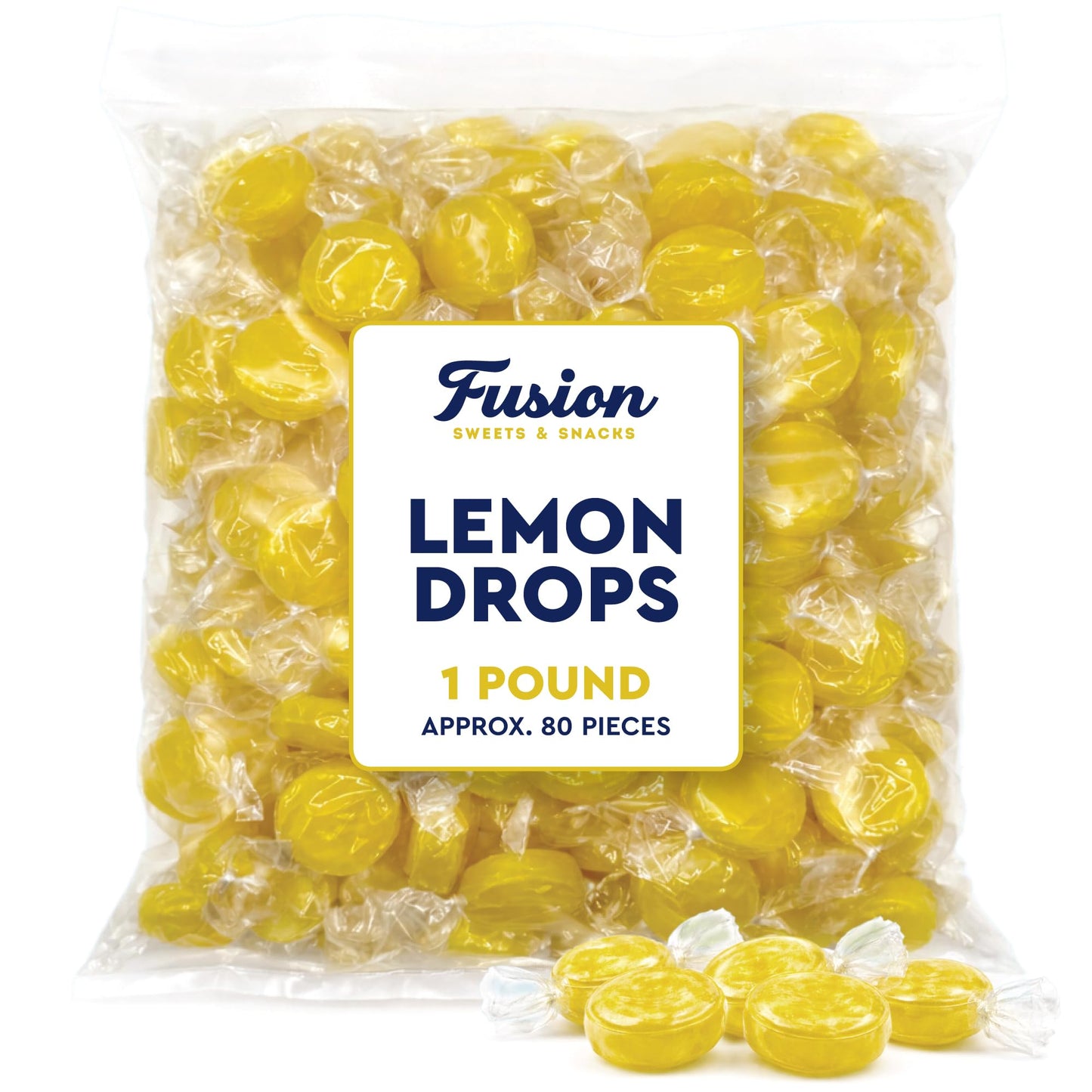 Lemon Drops Hard Candy Old Fashioned 1 Pound Bulk Bag, Individually Wrapped Classic Lemon Candy, Tart Citrus Flavor, Traditional Yellow Hard Sweets
