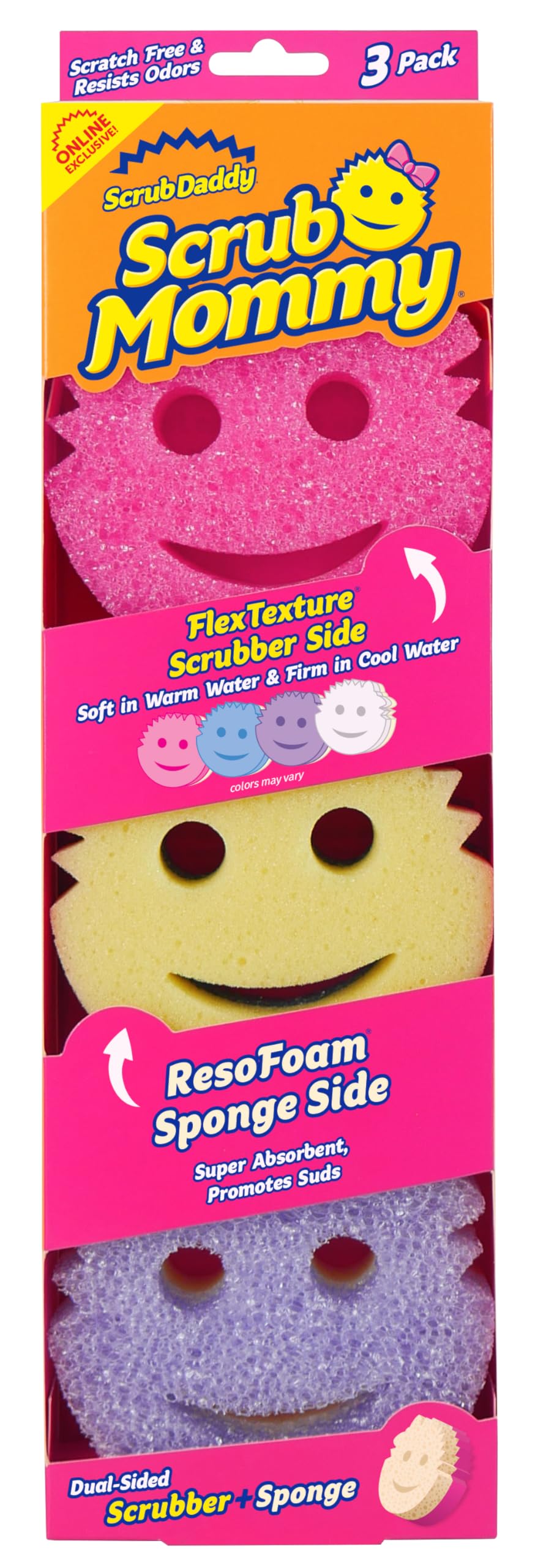 Scrub Mommy Kitchen Sponges - Dual-Sided Dish Sponges for Scrubbing - Non-Scratch Cleaning Sponges for Washing Dishes, Bathroom & Multi-Surface