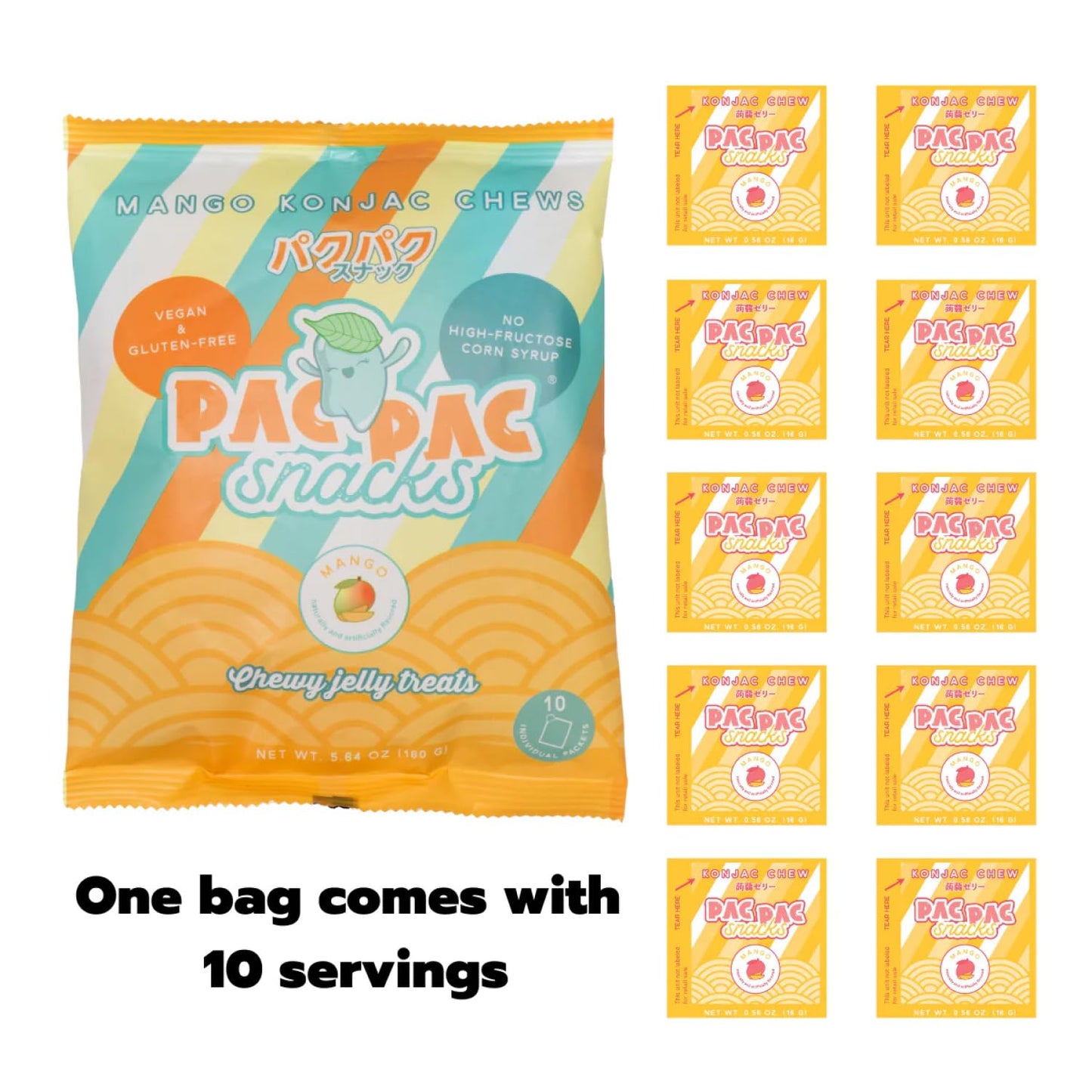 Mango Konjac Chews | Premium Konjac Jelly Treats | Vegan, Gluten-Free, Low-Calorie | Crafted in Japan | Only 4g Sugar, 0g Fat per Serving | Refreshing