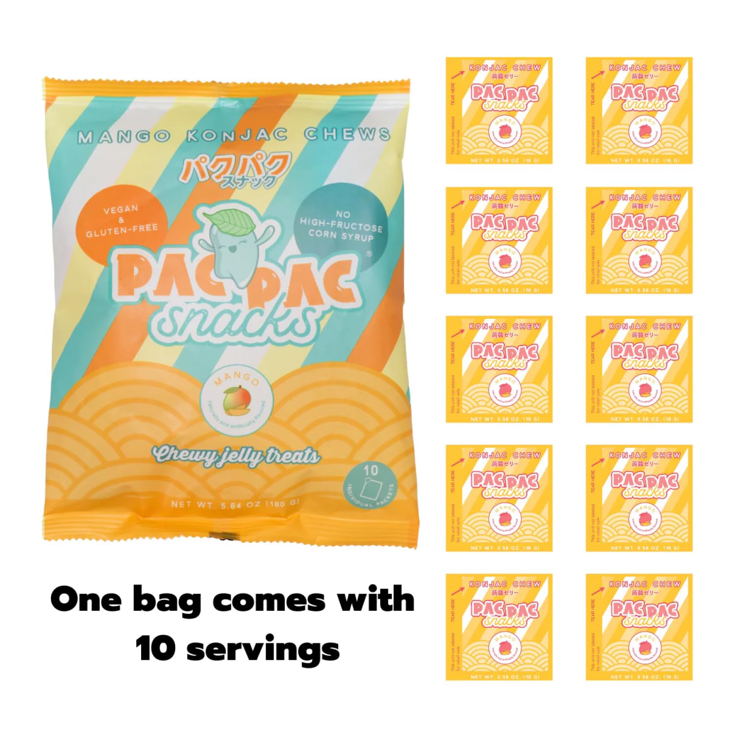 Mango Konjac Chews | Premium Konjac Jelly Treats | Vegan, Gluten-Free, Low-Calorie | Crafted in Japan | Only 4g Sugar, 0g Fat per Serving | Refreshing