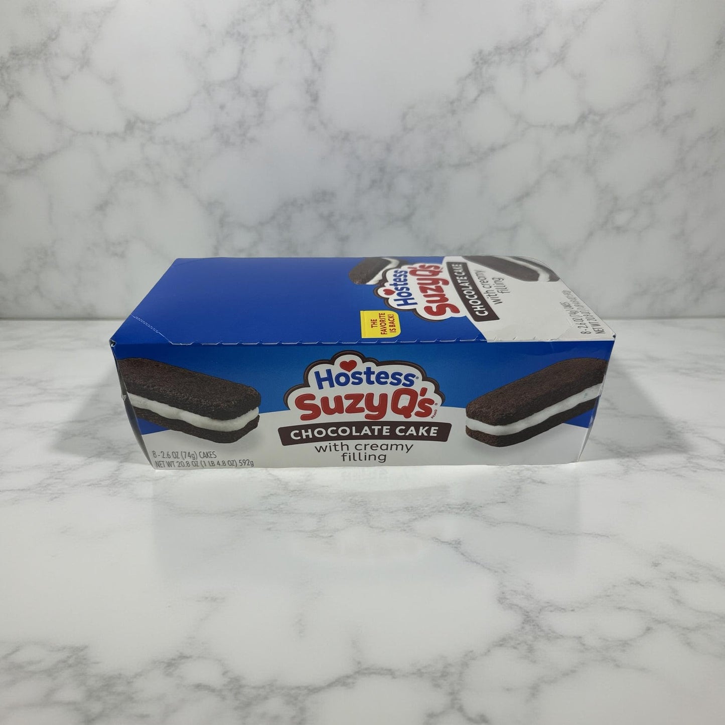 Hostess Suzy Q's Snack Cakes, Chocolate with Cream Filling, Full Size Single Serve Packs, 8 Per Box