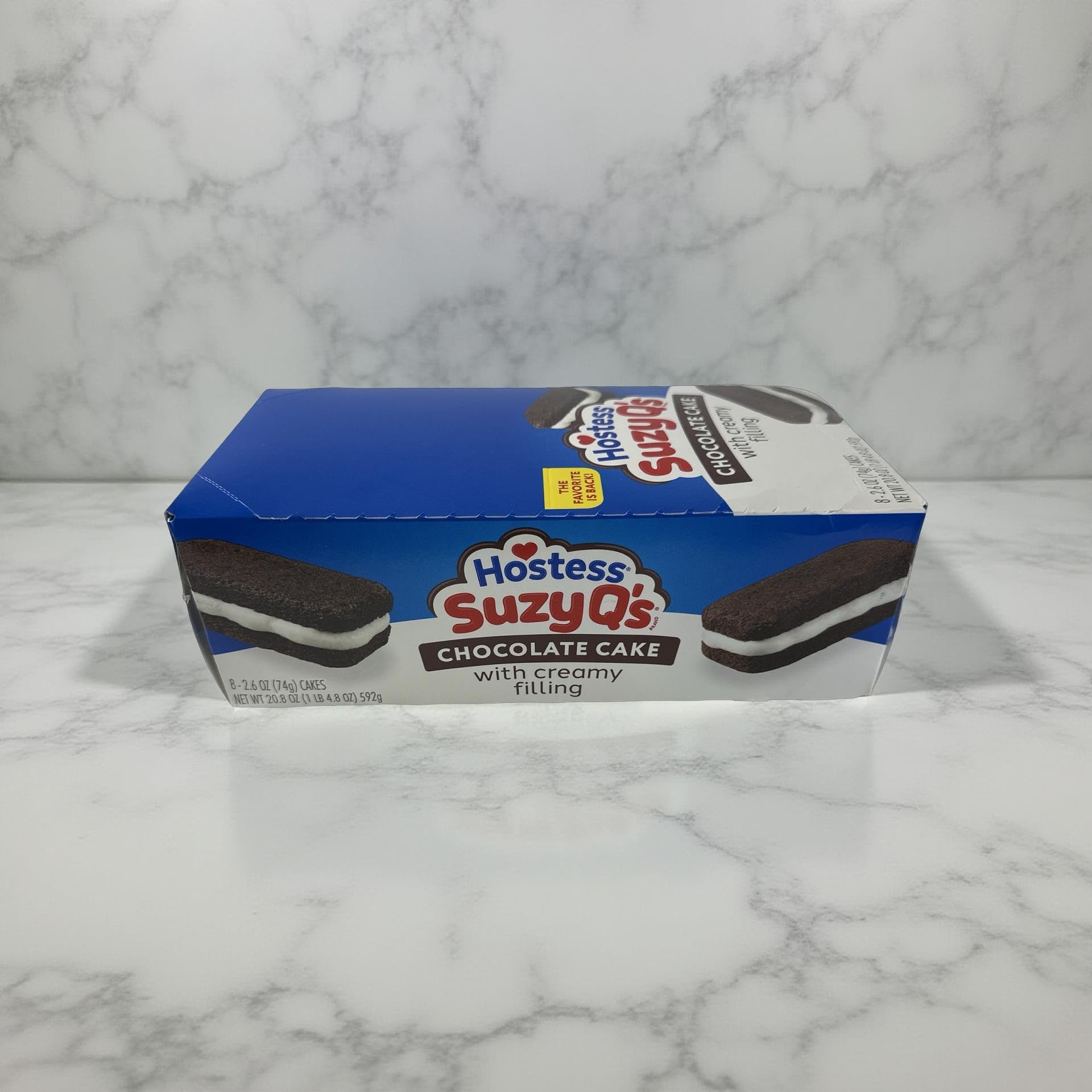 Hostess Suzy Q's Snack Cakes, Chocolate with Cream Filling, Full Size Single Serve Packs, 8 Per Box