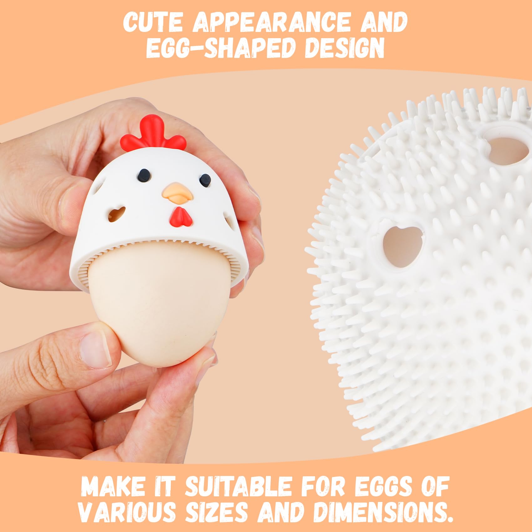 COJIWAL Silicone Egg Brush Cleaner? Egg Cleaner for Fresh Eggs?Egg Brush for Cleaning Fresh Eggs?Cute Chicken Shape?2pcs Egg Washer for Fresh Eggs
