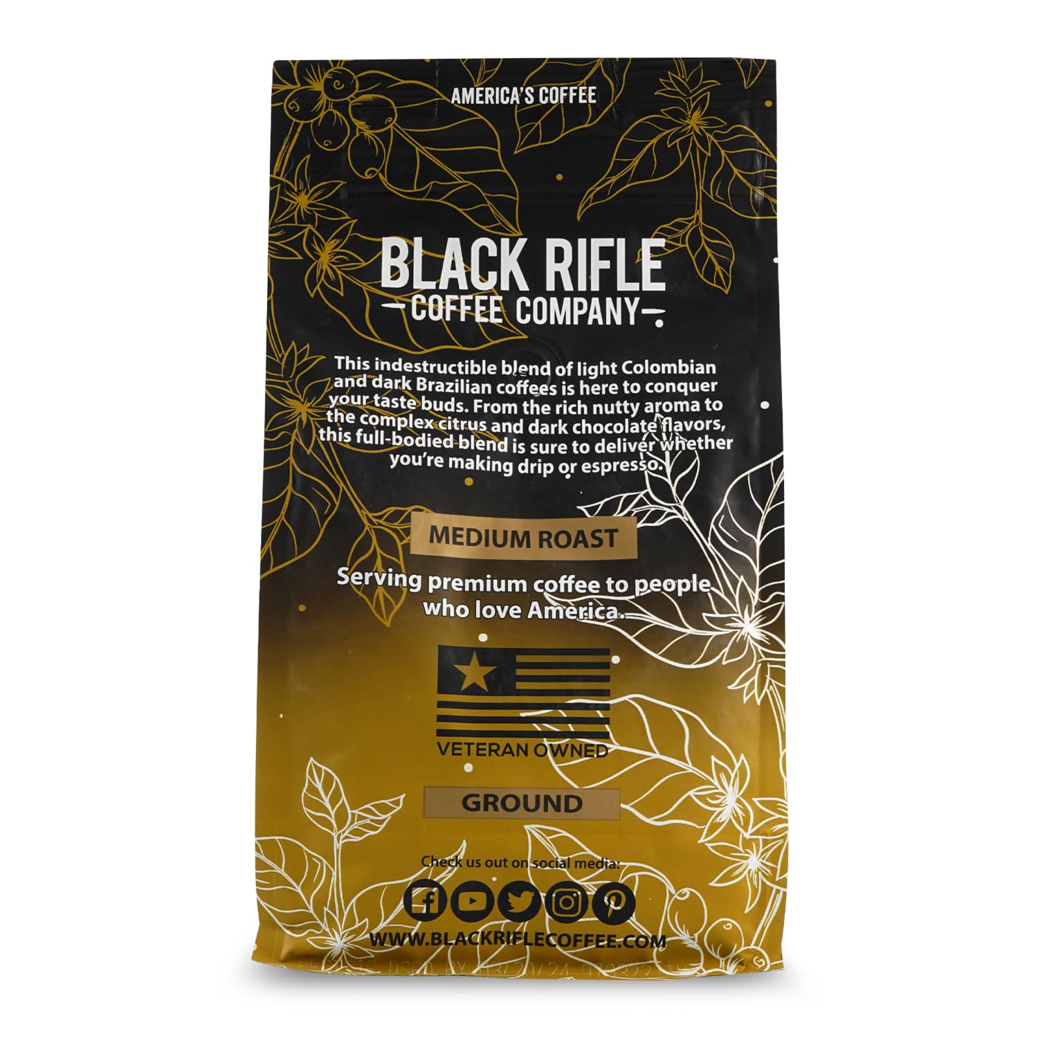 Black Rifle Coffee Company AK Espresso, 12oz Bag, Ground Coffee Medium Roast - Roasted Blend Made from Arabica Beans - Colombian & Brazilian Beans