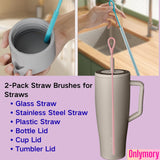Straw Cleaner Brush, 2PCS Extra Long Silicone Straw Brush for Stanley Cup Accessories, Tumbler, Water Bottle, Reusable Straws Cleaning Brushes
