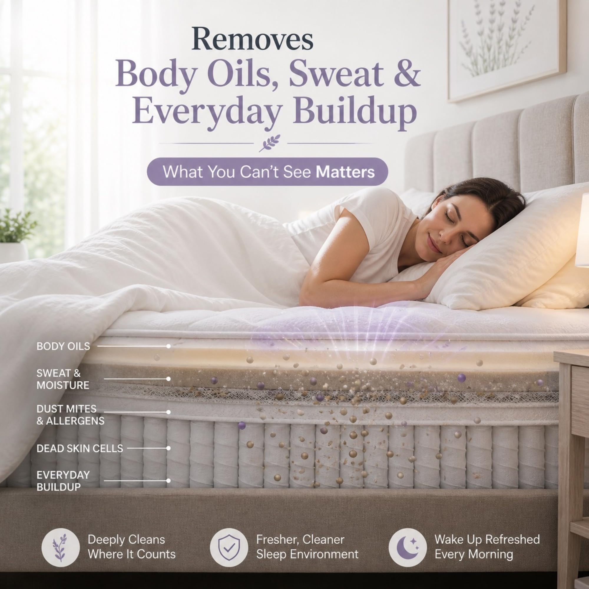Geode Mattress Cleaner & Deodorizer - Natural Enzyme Formula for Stain & Odor Removal, Sweet Lavender Aroma, Eco-Friendly & Non-Toxic, Safe for All