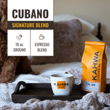 Kahwa Cuban Coffee Grounds, Cubano Dark Roast Espresso Blend, Ground Coffee, 1 lb Bag