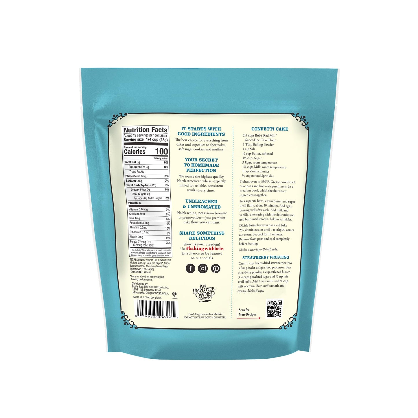 Bob’s Red Mill Cake Flour - 3 lb Bag, Finely Milled, Lower Protein, Non-GMO, Kosher