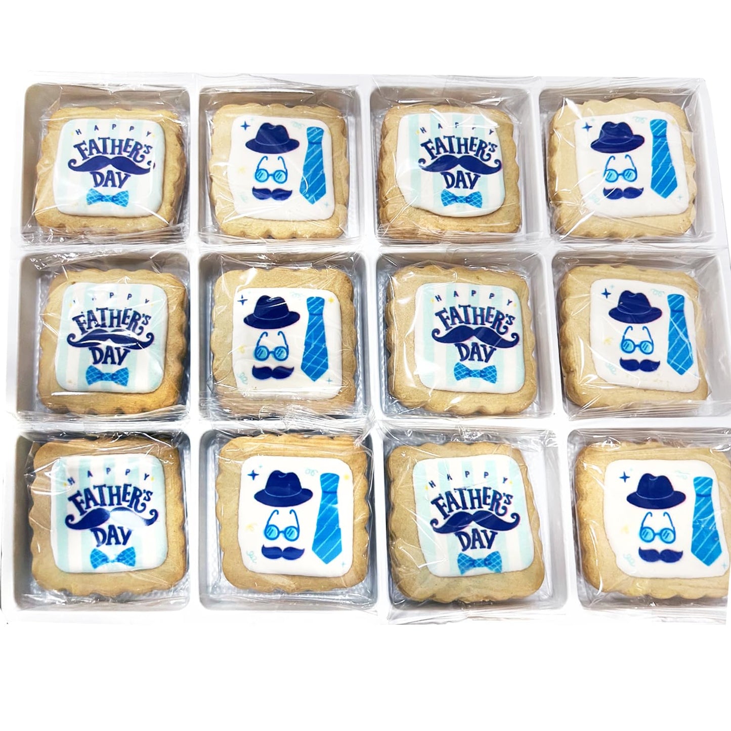 Fathers Day Cookies 12 Pack Party Favors Decorated | INDIVIDUALLY WRAPPED Sugar Cookies | Gift Basket Peanut & Nut Free Bulk