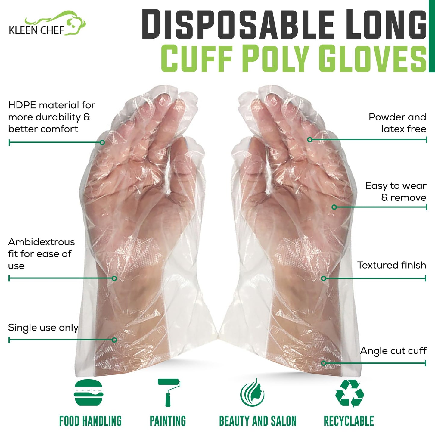 KLEEN CHEF 1050 PCS Plastic Disposable Gloves Medium | Clear Disposable Gloves for Food Prep, Cooking, Cleaning, Food Handling