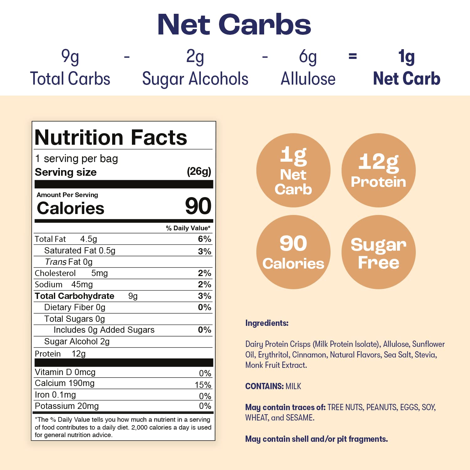 Schoolyard Snacks Keto Cereal - Cinnamon Bun |12g Protein, Low Carb, Low Sugar, Low Calories | Gluten-Free, Grain-Free, Keto-Friendly | Healthy