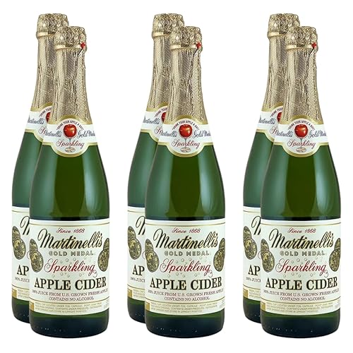 Martinelli’s Sparkling Apple Cider - Premium Non-Alcoholic Carbonated Apple Juice, 25.4 fl oz Glass Bottles, 6 Pack