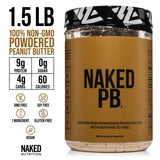 Naked 1.5 LB Powdered Peanut Butter from US Farms - Bulk, Only 1 Ingredient - Roasted Peanuts, Vegan, No Additives, Preservative Free, No Salt, No