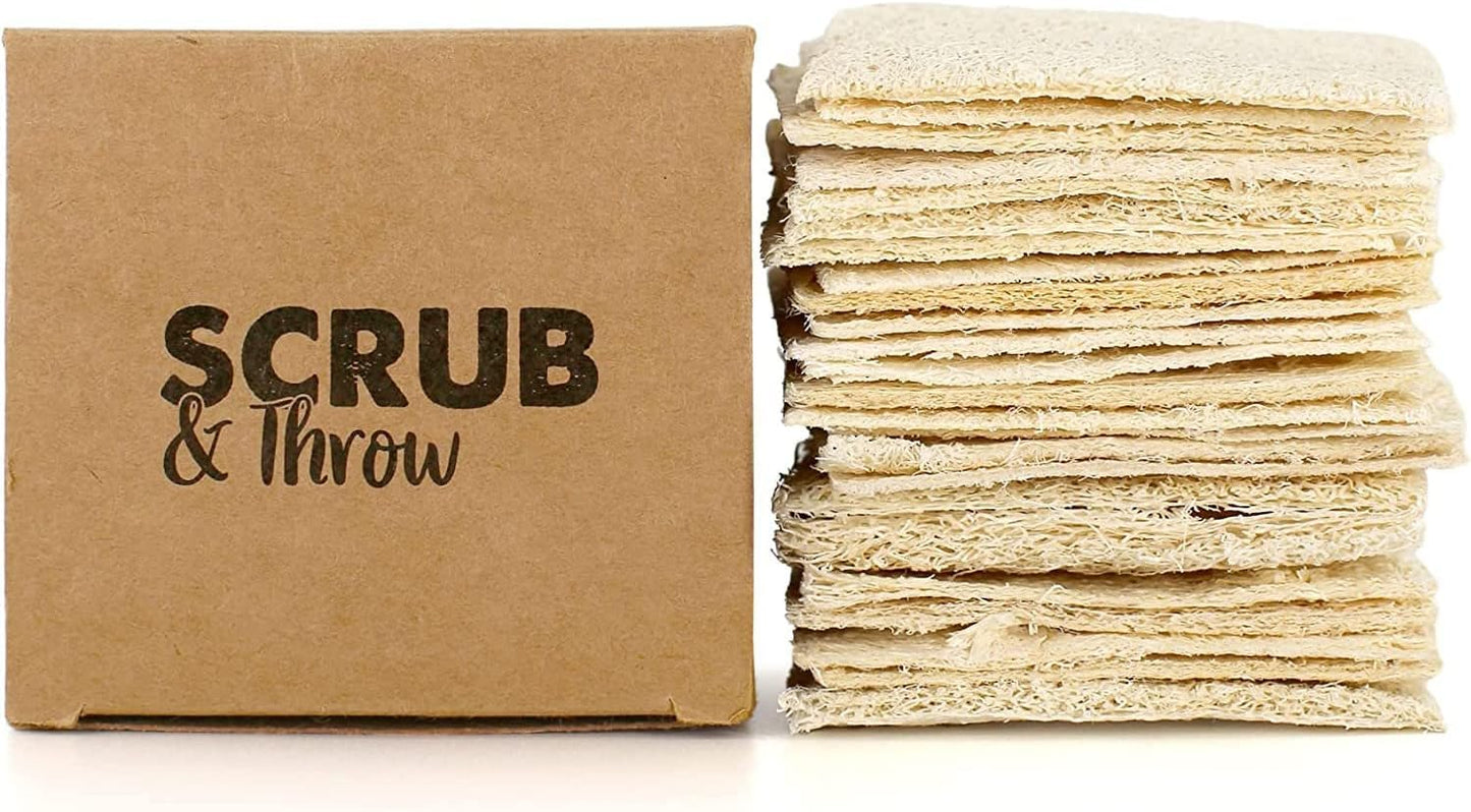 Scrub & Throw Loofah Scrub Sponge, Natural, Plastic-Free, Non-Scratch, for Kitchen, Dishes, Pots and Cleaning, Plant-Based, Plastic-Free