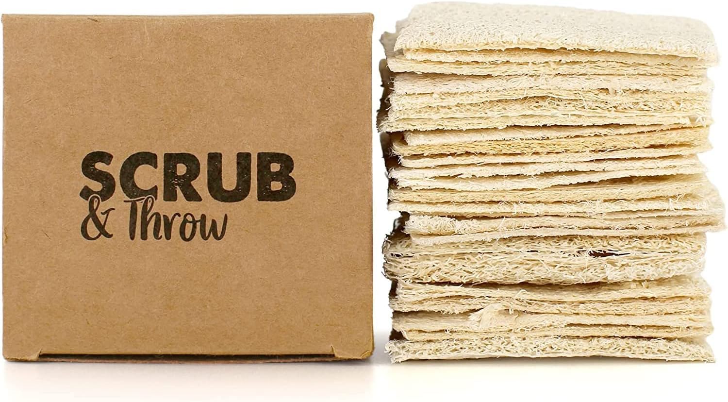 Scrub & Throw Loofah Scrub Sponge, Natural, Plastic-Free, Non-Scratch, for Kitchen, Dishes, Pots and Cleaning, Plant-Based, Plastic-Free