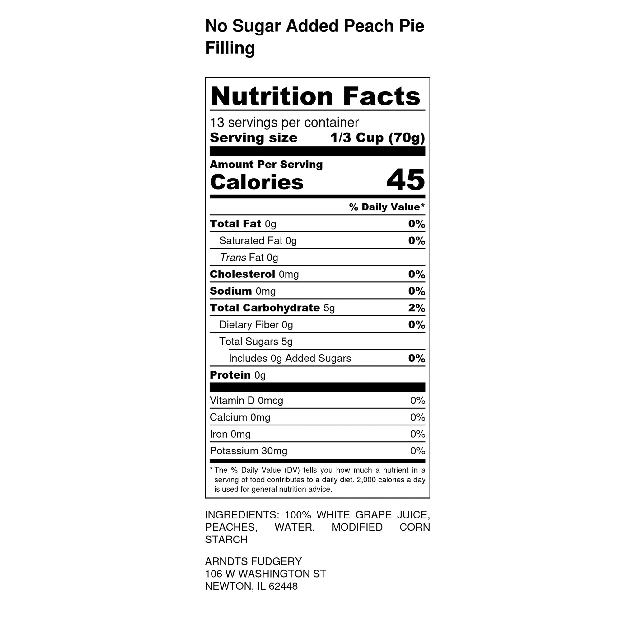 Amish Pie Filling No Sugar Added Peach- TWO 32 Oz Jars