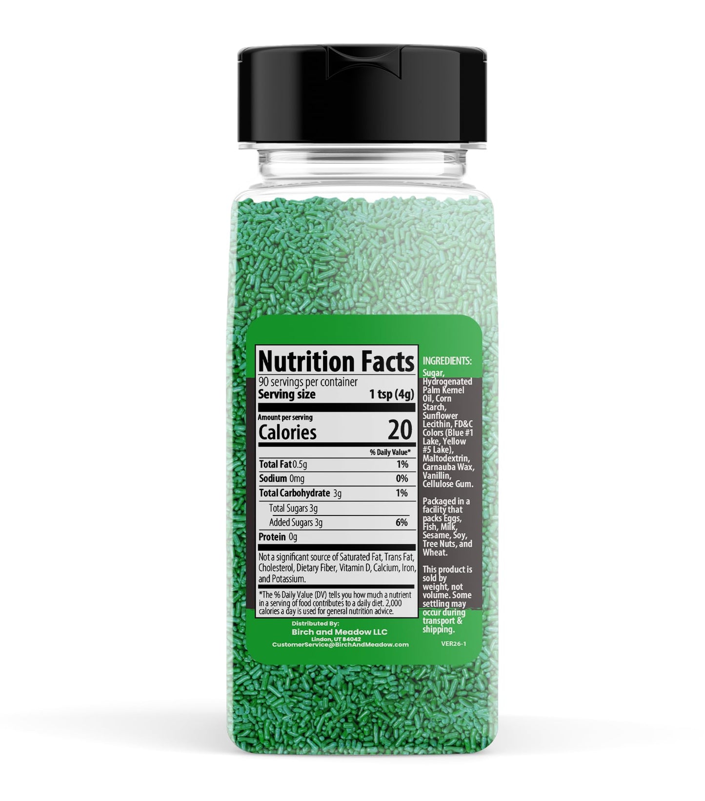 Birch & Meadow Green Sprinkles,12.8 oz, Fun & Decorative Topping