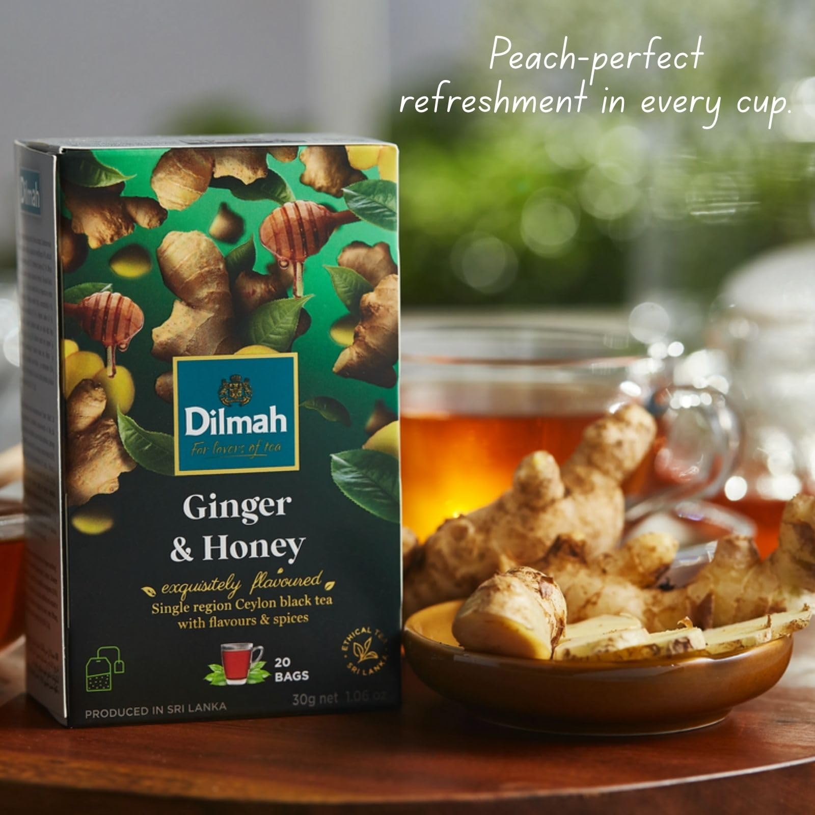 Dilmah Ginger and Honey Flavored Ceylon Black Tea - 20 Tea Bags