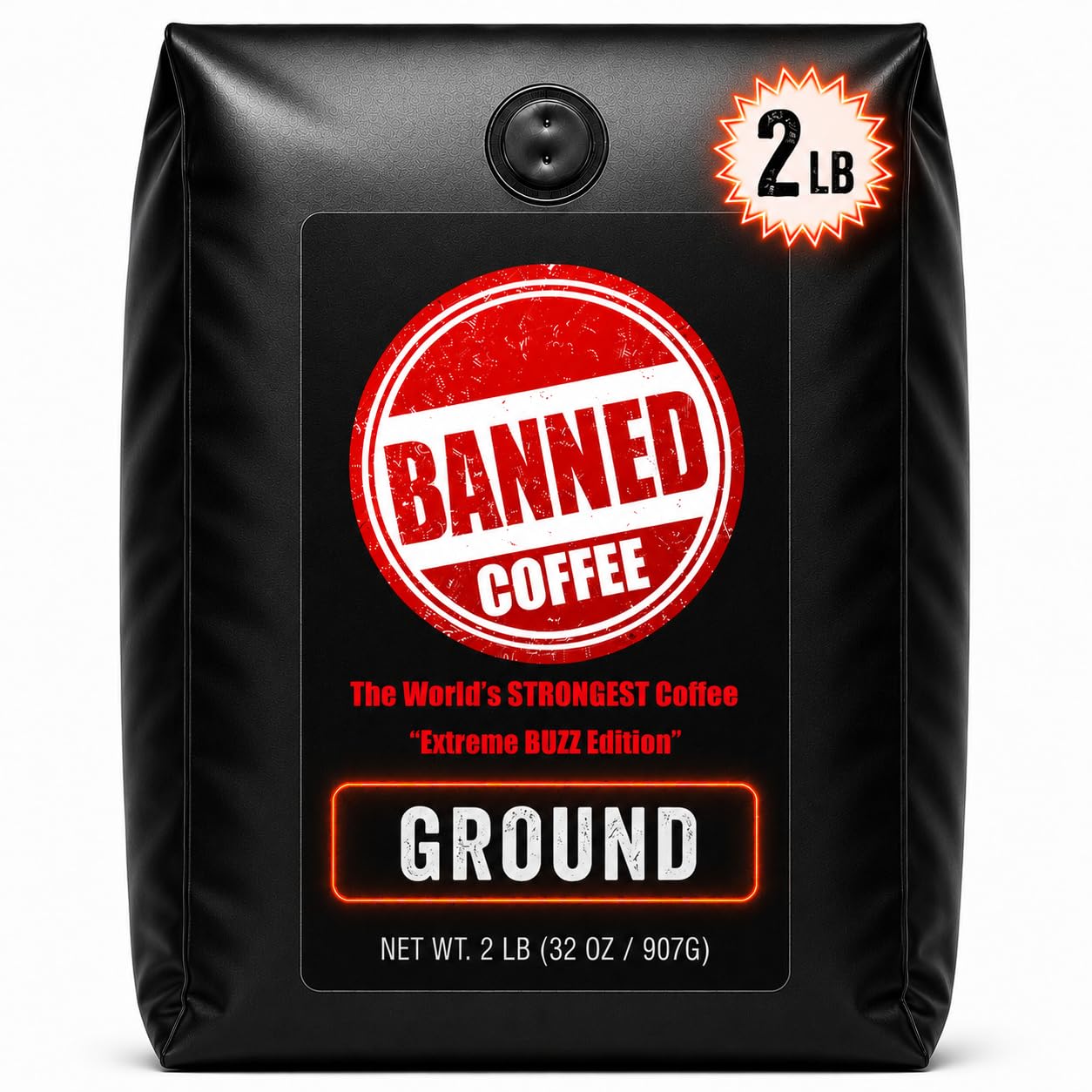 Banned Coffee™ Ground - World’s Strongest High Caffeine Coffee That Shouldn’t Be Allowed - Bold Medium-Dark Roast Arabica & Robusta Blend - Extreme