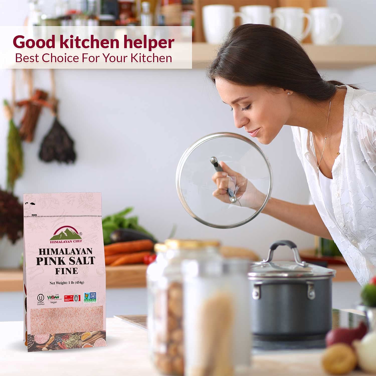 Himalayan Chef 100% Natural Himalayan Pink salt, Fine Grains Bag, Incredible Taste - 1 LBS Each | Pack of 6