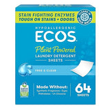 ECOS Laundry Detergent Sheets Vegan, No Plastic Jug, No Mess & Liquid Free - Hypoallergenic, Plant Powered Laundry Detergent Sheet - Free and Clear