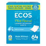 ECOS Laundry Detergent Sheets Vegan, No Plastic Jug, No Mess & Liquid Free - Hypoallergenic, Plant Powered Laundry Detergent Sheet - Free and Clear