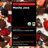 Equator Coffees, Mocha Java Blend, Organic Ground Coffee, Medium Dark Roast, Fresh Roasted, Dark Chocolate & Berry Flavor Notes, Sustainable and Fair
