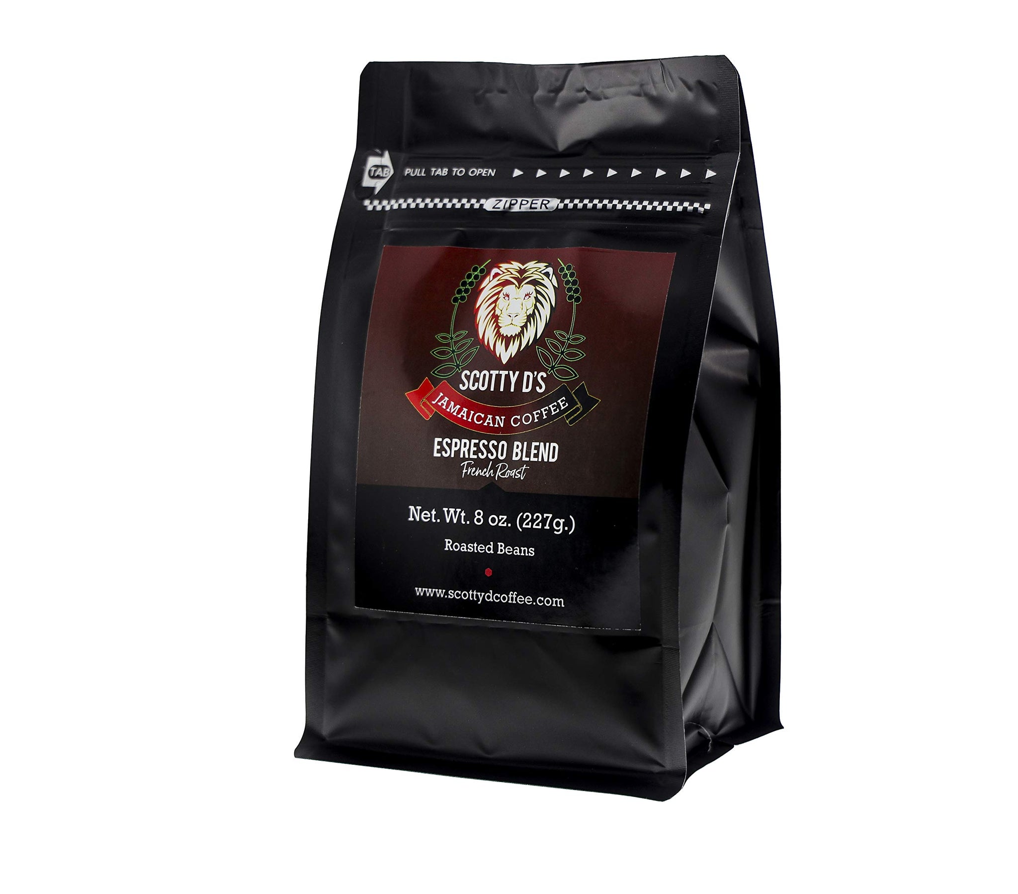 Scotty D's Jamaican Coffee "Espresso Lion" Blend-Jamaican Blue Mountain (French Roast)(Dark Roast) 8 oz.