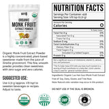 Organic Monk Fruit Extract, 5 oz, Pure Monk Fruit Sweetener Organic No Erythritol and Zero Calorie, Sugar Substitute, Powdered Monkfruit Sweetener