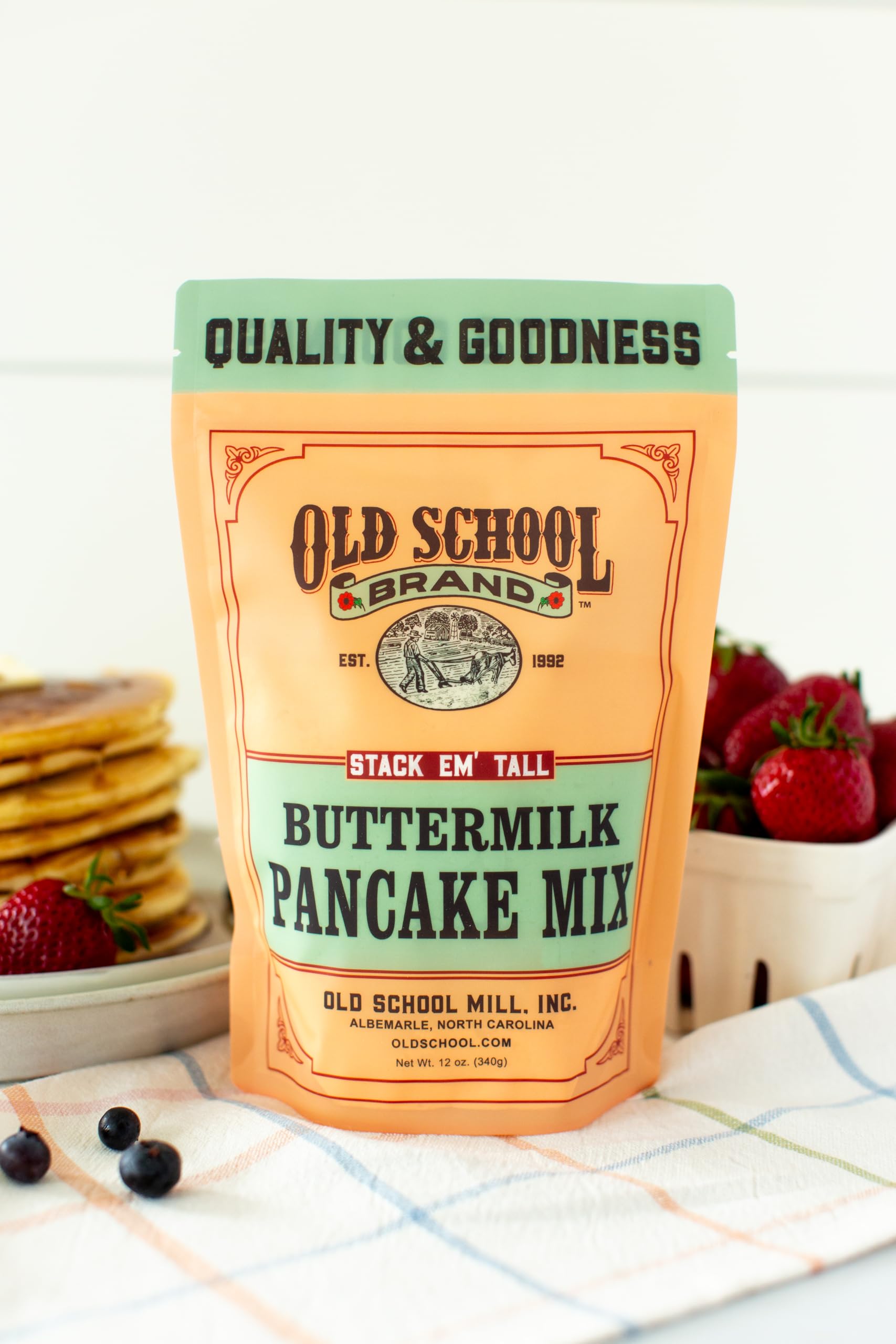 Old School Brand™ Buttermilk Pancake Mix, 12 oz. | Fluffy Homestyle Style Pancake & Waffle Mix | Makes 10-12 Pancakes or 6-8 Waffles