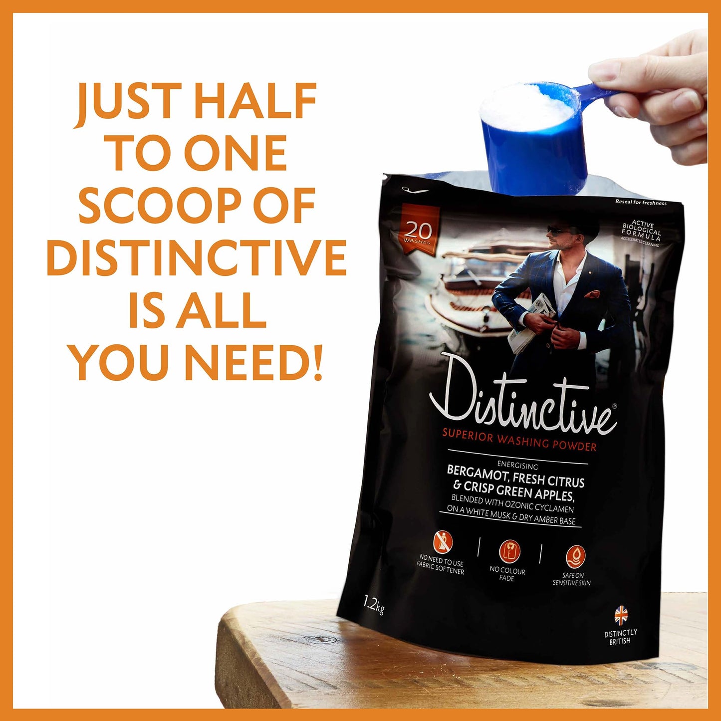 Distinctive/Powder Laundry Detergent/Bio Washing Powder/Masculine Energising Fragrance/Eco Laundry Detergent (Pack of 1)