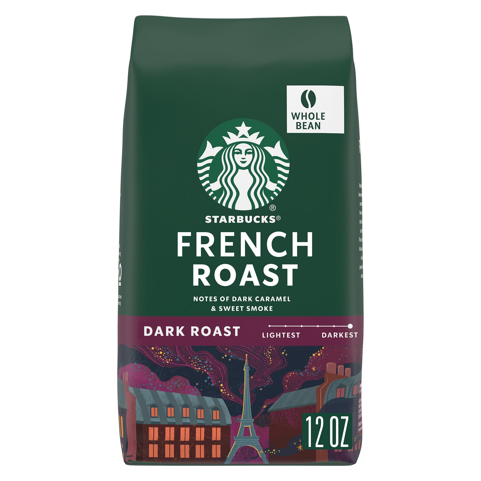 Starbucks Whole Coffee Beans, Dark Roast Hot or Iced Coffee, French Roast, 12 oz