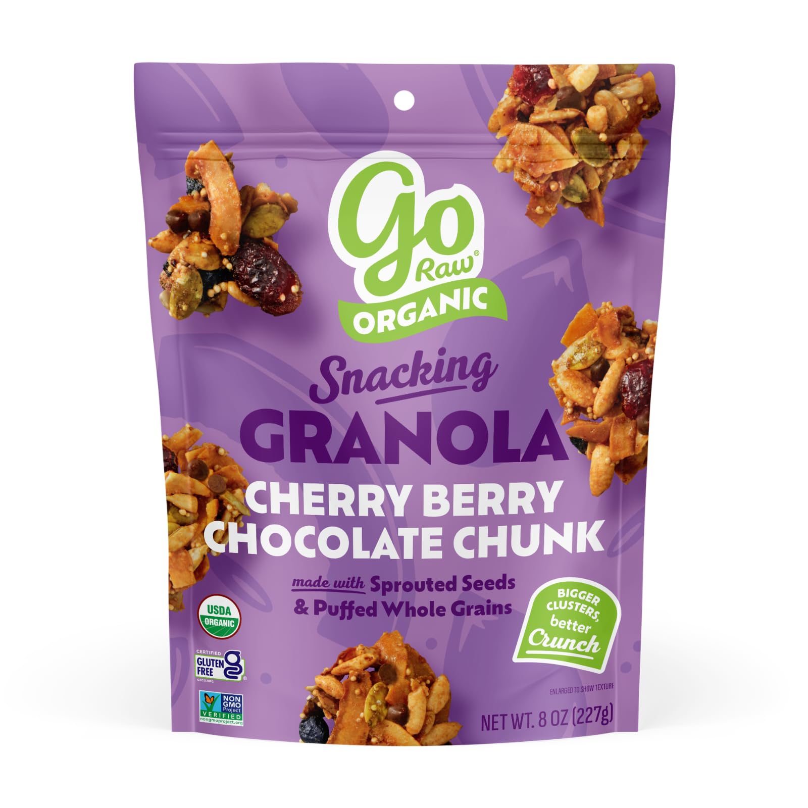 Go Raw Cherry Berry Chocolate Chunk Snacking Granola, 8oz Pouch