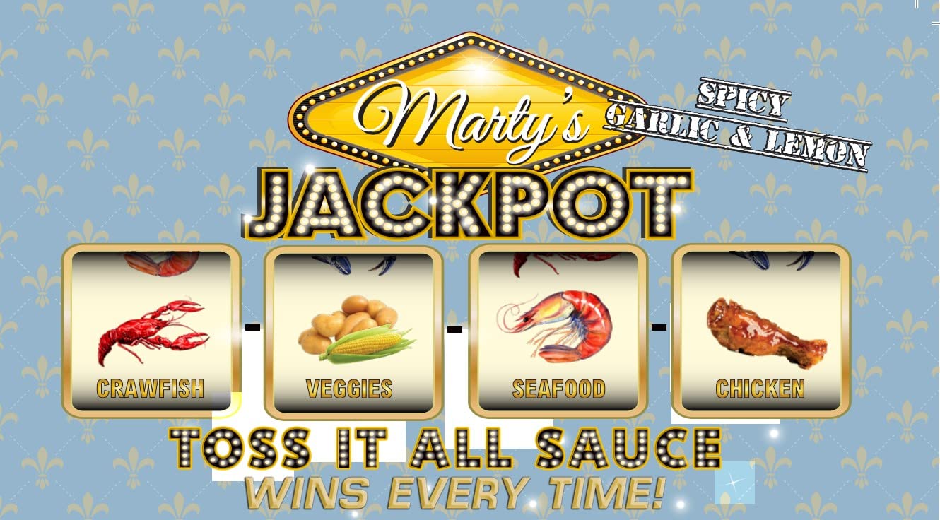 Marty’s Jackpot Spicy Garlic & Lemon Toss It All Sauce - Delicious Flavor, First Ever toss sauce brought to the market for Crawfish, Veggies, Seafood