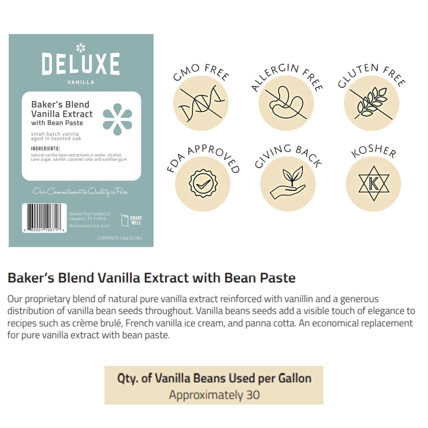 Vanilla Bean Paste Bulk 128 oz 1 Gallon For Baking and Desserts