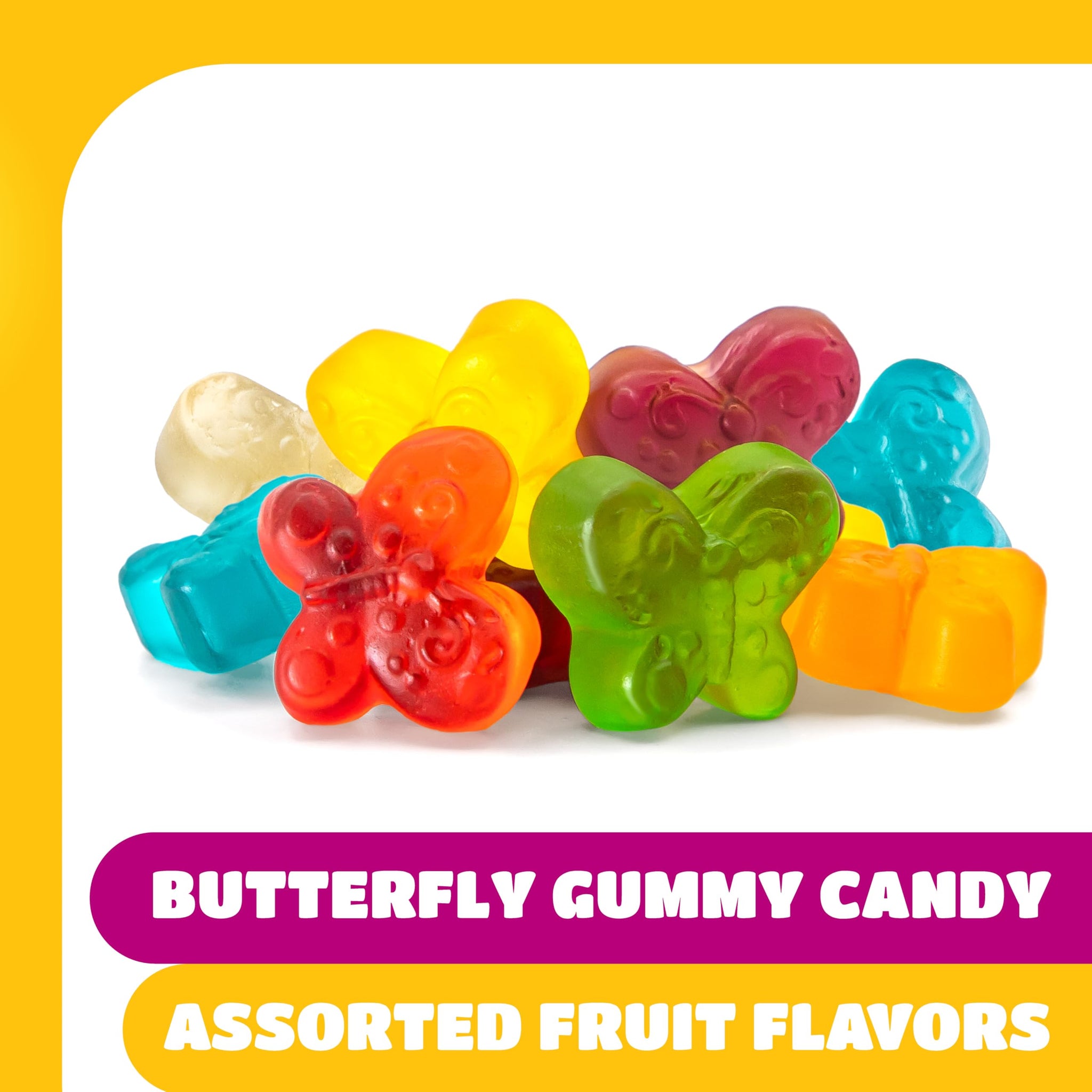 Gummy Butterflies - 1 Pound Pack - Gummy Candy - Butterfly Party Favors - Assorted Fruit Flavored Chewy Candy for Gifting, Snacking, Buffets & Themed