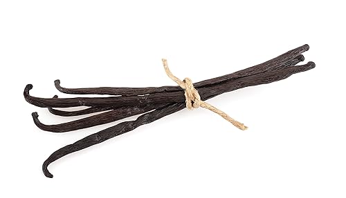 5 Organic Madagascar Vanilla Beans. Whole Grade A Vanilla Pods for Vanilla Extract and Baking