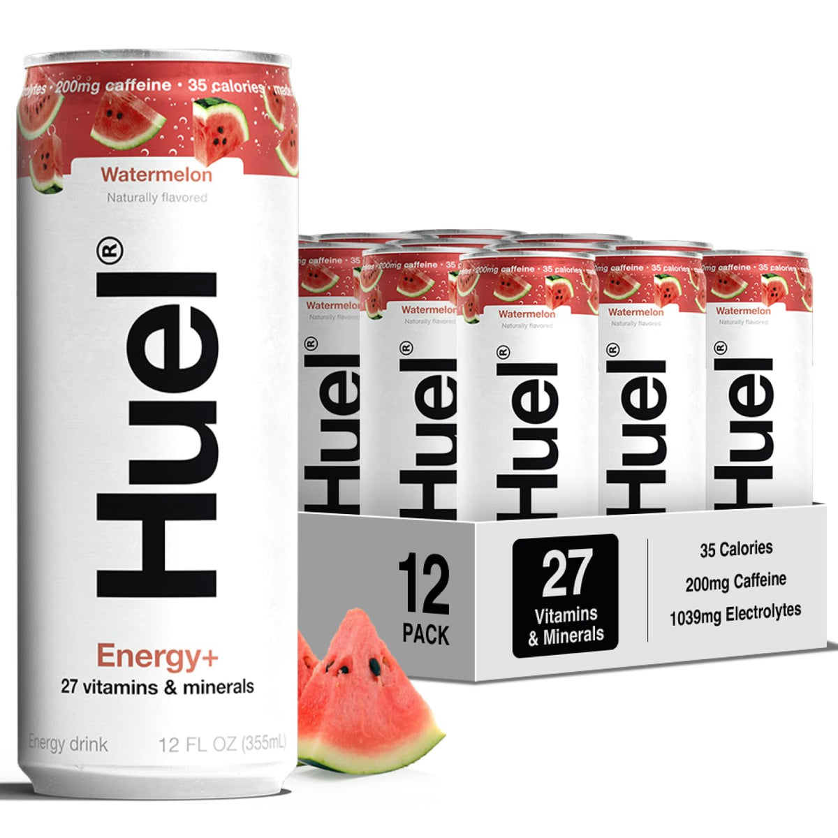 Huel Energy+ | Watermelon Energy Drink | 200mg of Caffeine 35 Calories