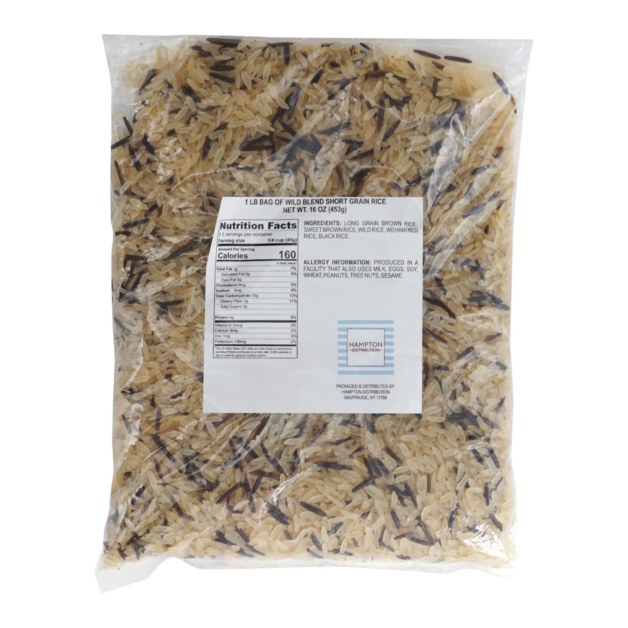 Wild Rice Blend Short Grain, 1 Pound Bulk Bag, Hampton Distribution