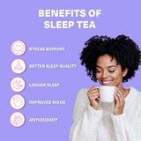 Sleep Tea for Bedtime - Calming Sleepytime Herbal Tea w/Valerian Root, Chamomile, Passion Flower, Lemon Balm - Relaxing Natural Nighty Night Sleeping