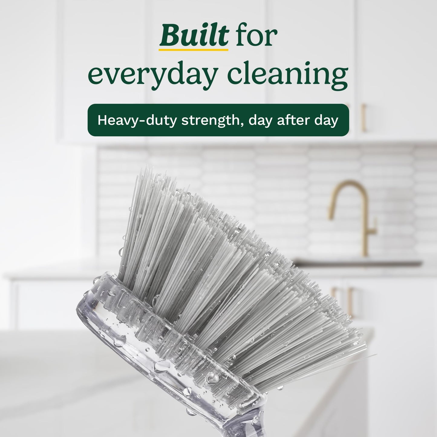 Cuisinart Dish Brush with Handle 2 Pack - Kitchen Scrub Brush for Dishes, Pots & Pans, Non-Scratch Dish Scrubber, Firm Bristles for Sink & Cookware