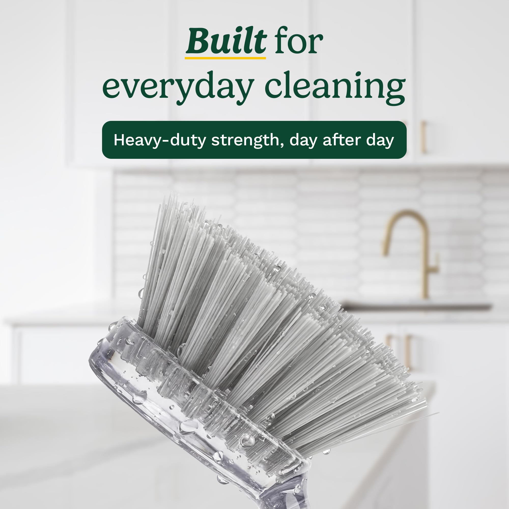 Cuisinart Dish Brush with Handle 2 Pack - Kitchen Scrub Brush for Dishes, Pots & Pans, Non-Scratch Dish Scrubber, Firm Bristles for Sink & Cookware