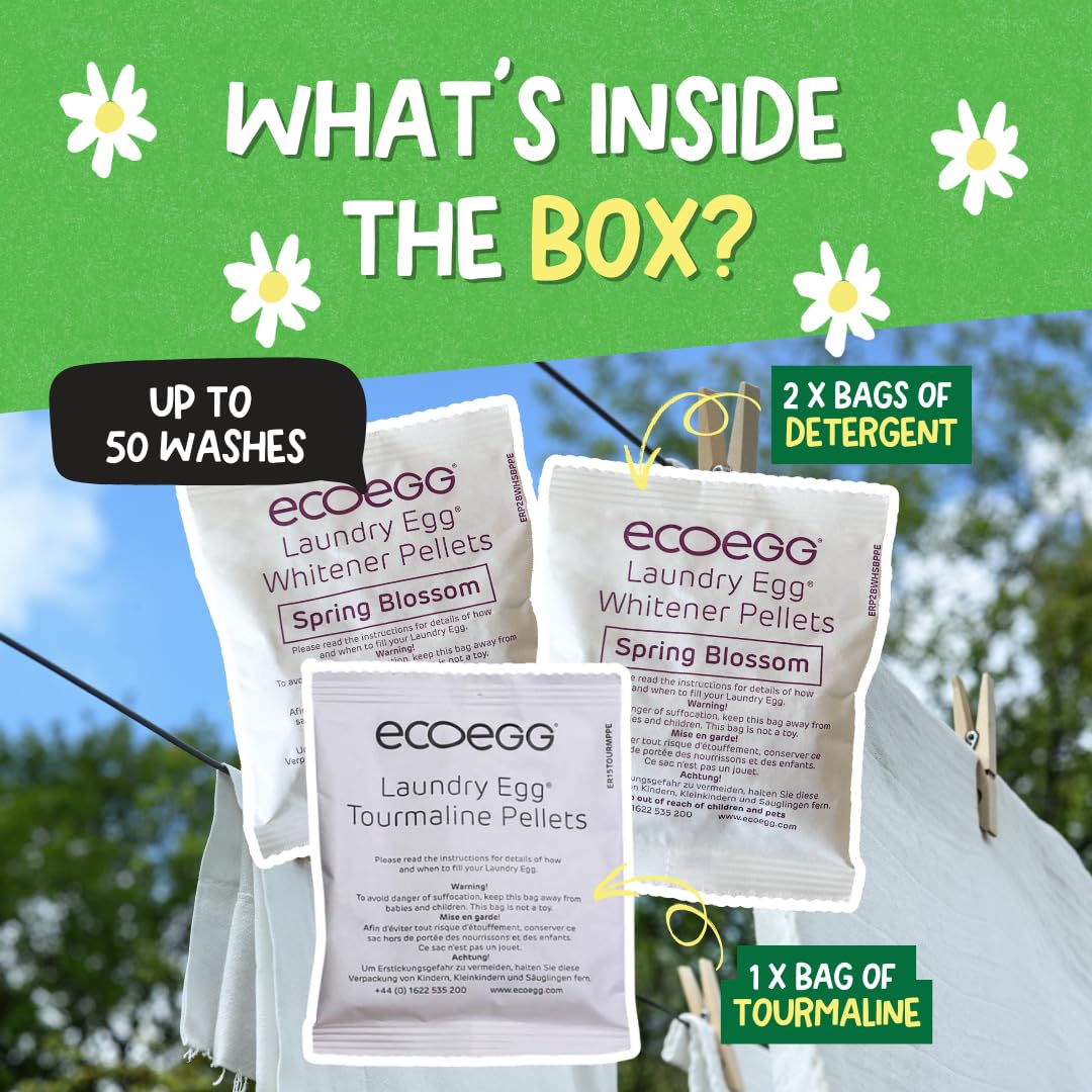 Ecoegg Laundry Egg Refill Pellets, 50 Loads, Spring Blossom, Sensitive Skin Laundry Detergent