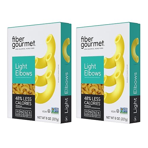 Fiber Gourmet Low Net Carb Pasta Elbow Macaroni - Keto Friendly, High Fiber, Low Calorie Italian Made Noodles - Vegan, Non-GMO, Kosher - 48% Fewer