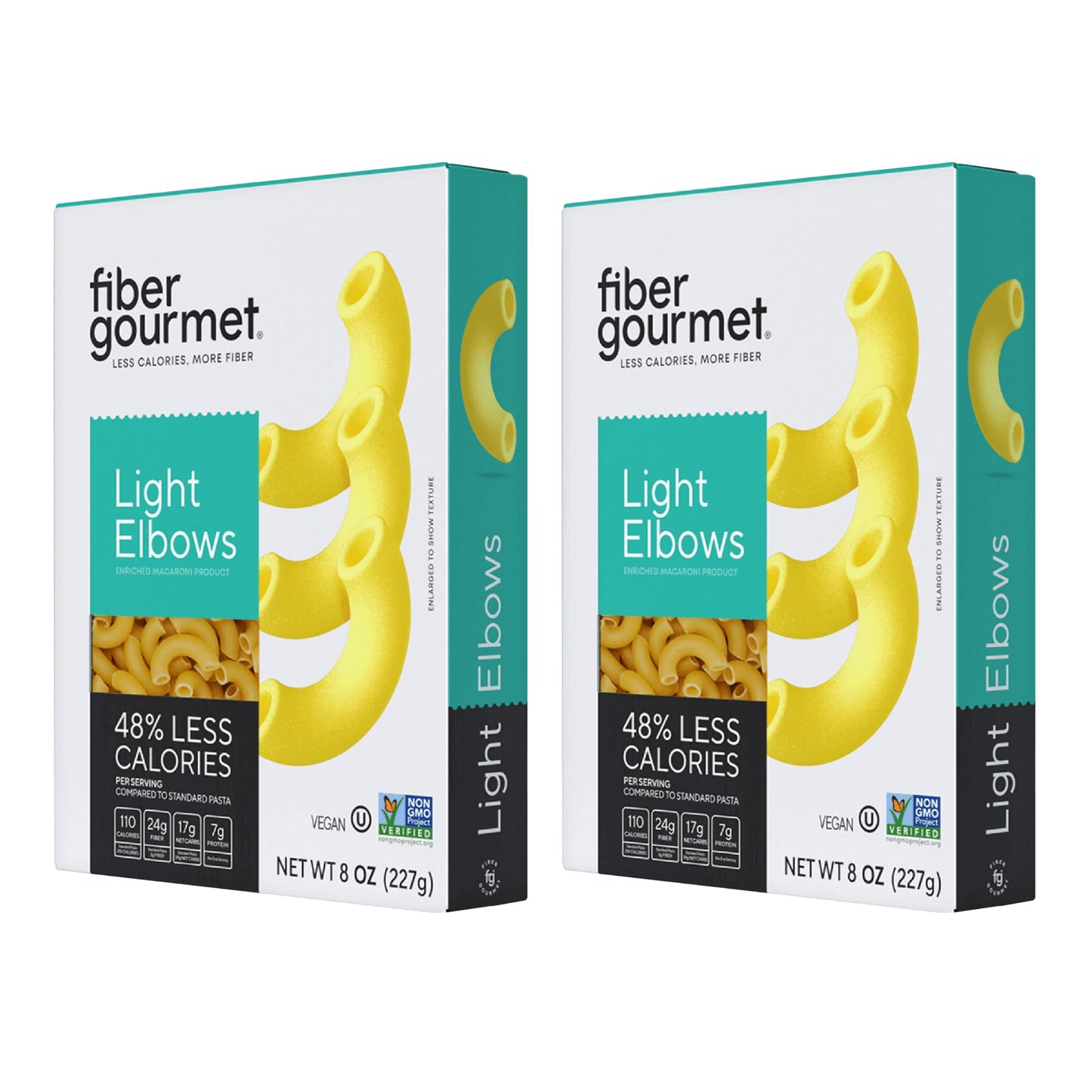 Fiber Gourmet Low Net Carb Pasta Elbow Macaroni - Keto Friendly, High Fiber, Low Calorie Italian Made Noodles - Vegan, Non-GMO, Kosher - 48% Fewer