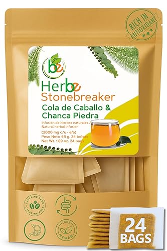 Chanca Piedra & Horsetail (Cola de Caballo) Herbal Tea - 24 Tea Bags (2000 mg Each) - Traditional Herbal Infusion - 100% Natural, Non-GMO