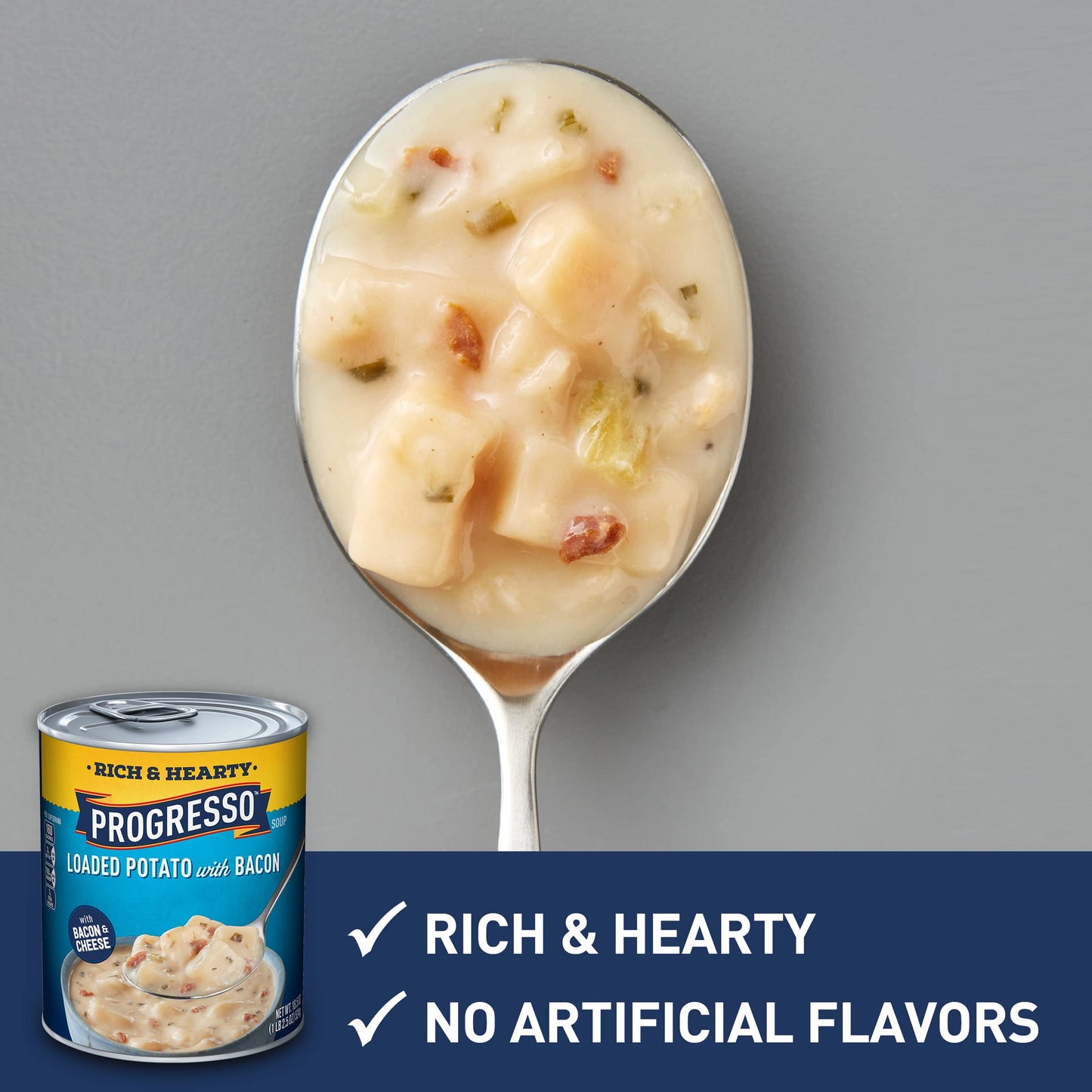 Progresso Loaded Potato with Bacon and Cheese Soup, Rich and Hearty Canned Soup, 18.5 oz