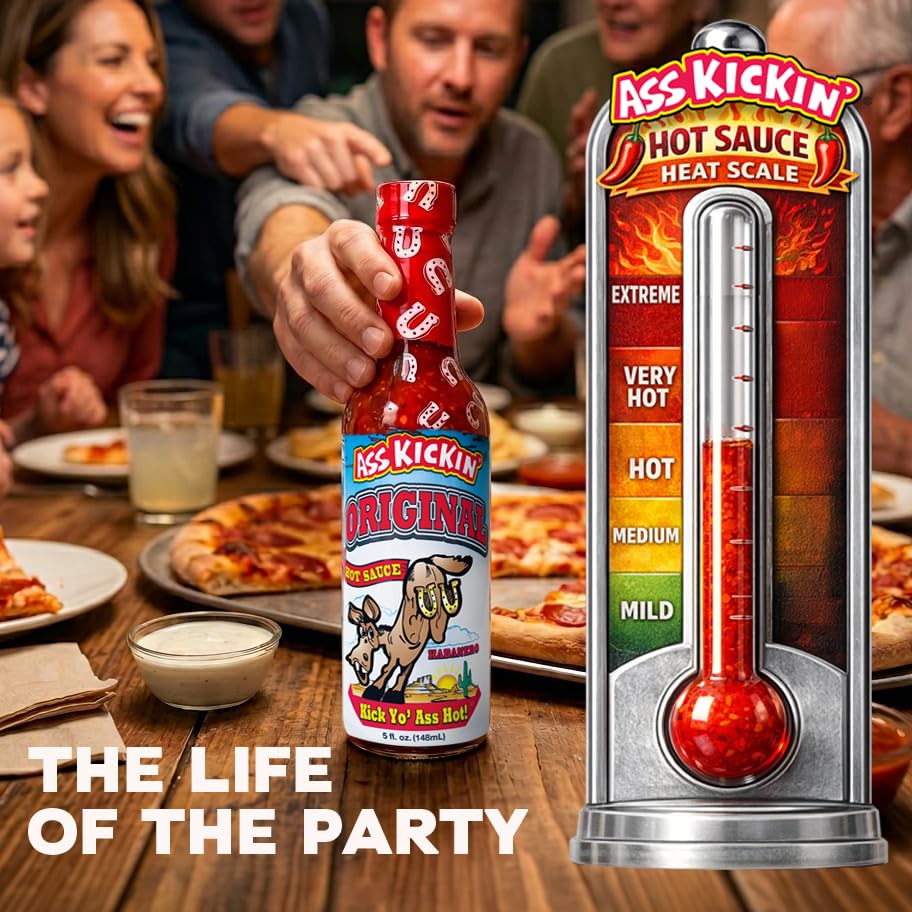 Ass Kickin’ Original Habanero Hot Sauce (5 oz) - Serrano & Habanero Blend - Medium Heat Gourmet Hot Sauce for Tacos, Wings & Pizza