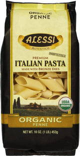 Alessi Italian Organic Penne, 1 Pound (Pack of 12)
